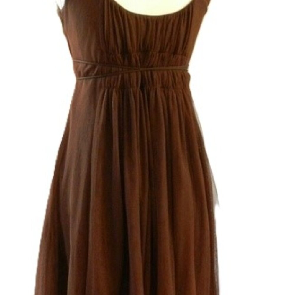 Anthropologie Moulinette Soeurs Brown Tulle Pleated Sleeveless Dress Size 12 NWT - Picture 9 of 13